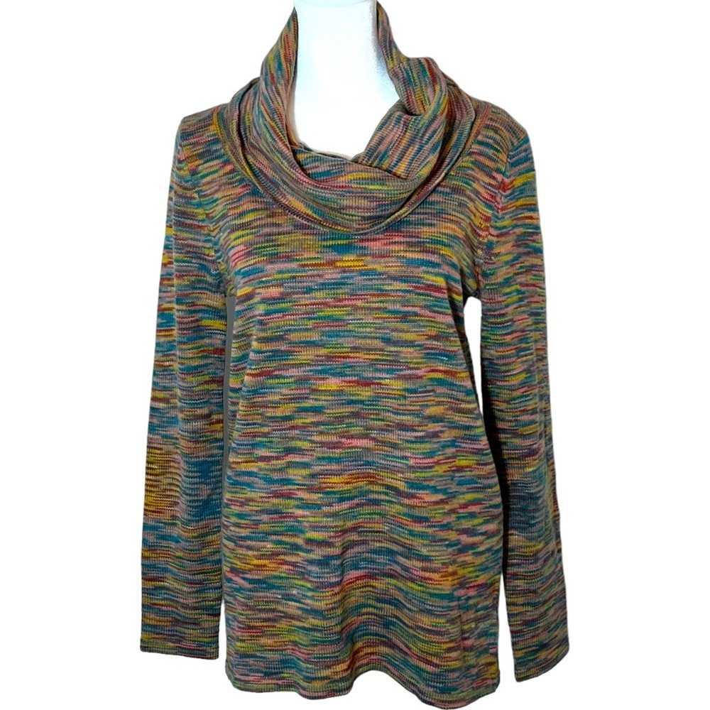 Natural Reflections Multi Color Cowl Neck Sweater, Small